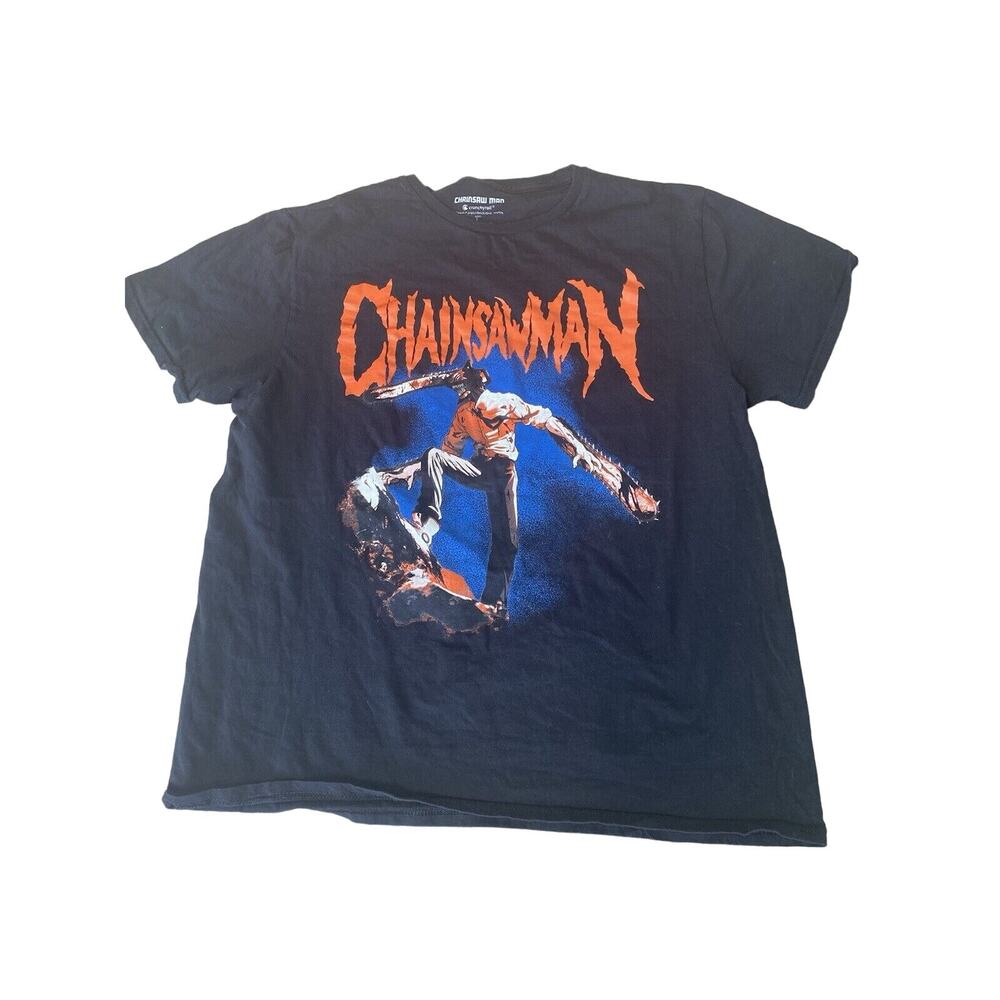 Chainsaw Man T-Shirt Crunchyroll Anime Black Large Short Sleeve 100% Cotton